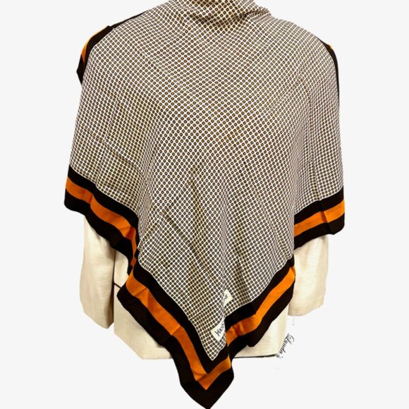 Vgt  Yves Saint Laurent  scarf 100% silk satin/rayon 30" Brown Orange dott (27) - Picture 1 of 10